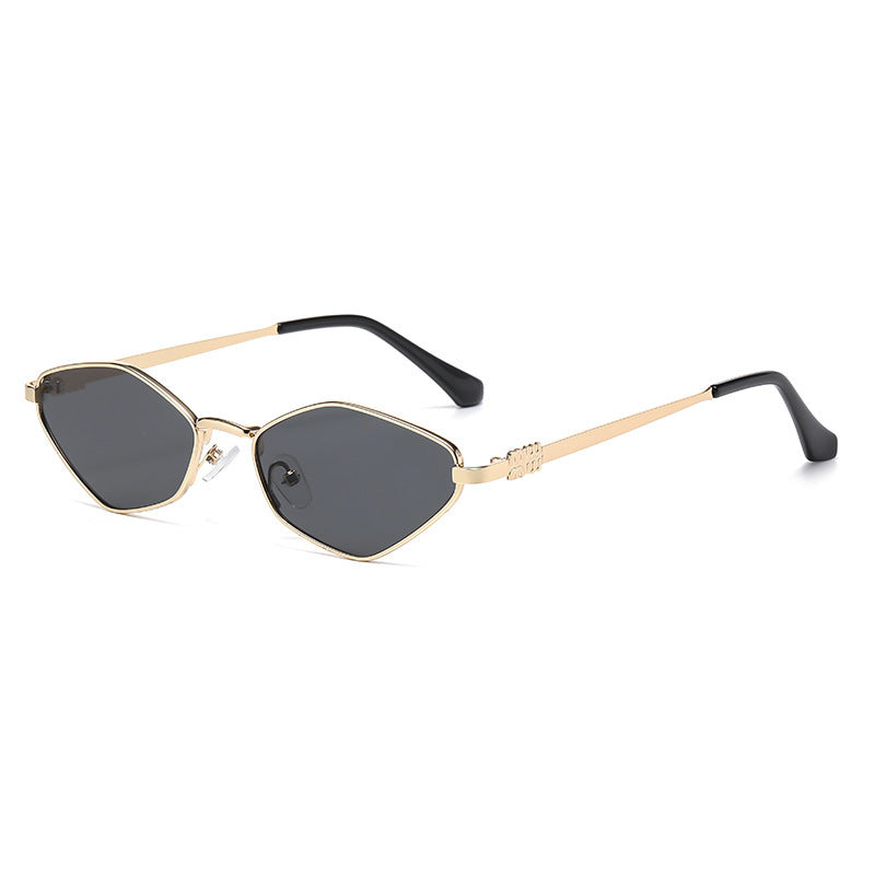 Metal Small Frame Rhombus Cat Eye Sunglasses