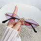 Metal Small Frame Rhombus Cat Eye Sunglasses