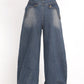 Deconstructed Embroidered Washed Jeans For Women, Autumn
