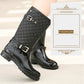 Wear-resistant Thick Warm Women's Checked Rain Boots