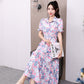 Floral Lapel Loose Fitting Short Sleeve Dress