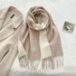 Thickened Double-sided Two-tone Wool Scarf Versatile Solid-color Tassel Shawl For Warmth And Style