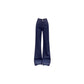 Loose High-waisted Flared Deep Blue Fleece-lined Wide-leg Jeans