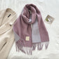 Thickened Double-sided Two-tone Wool Scarf Versatile Solid-color Tassel Shawl For Warmth And Style