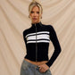 Contrast Zip Cardigan Tops Slim Long Sleeve Sweater