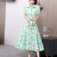 Floral Lapel Loose Fitting Short Sleeve Dress