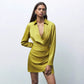 Womens Solid-Color Versatile Casual Satin Dress