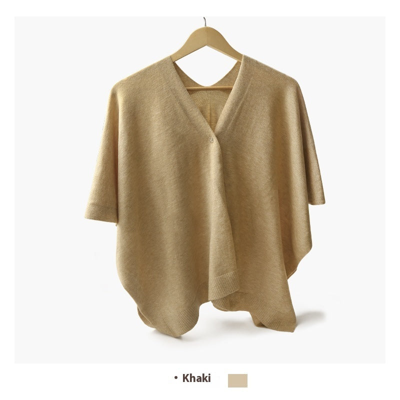 Blouse Travel Pure Color All-matching Cloak Fashionable Knitted Cardigan