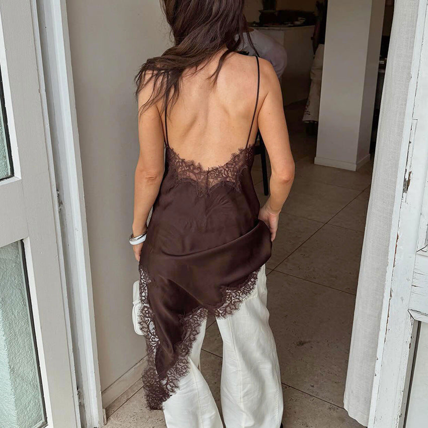 Lace Split Inner Wear Dress Design Temperament