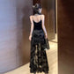 French Style Black Lace Slip Dress