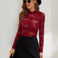 Fashionable All-match Lace Slimming Outside Wear T-shirt Long Sleeve