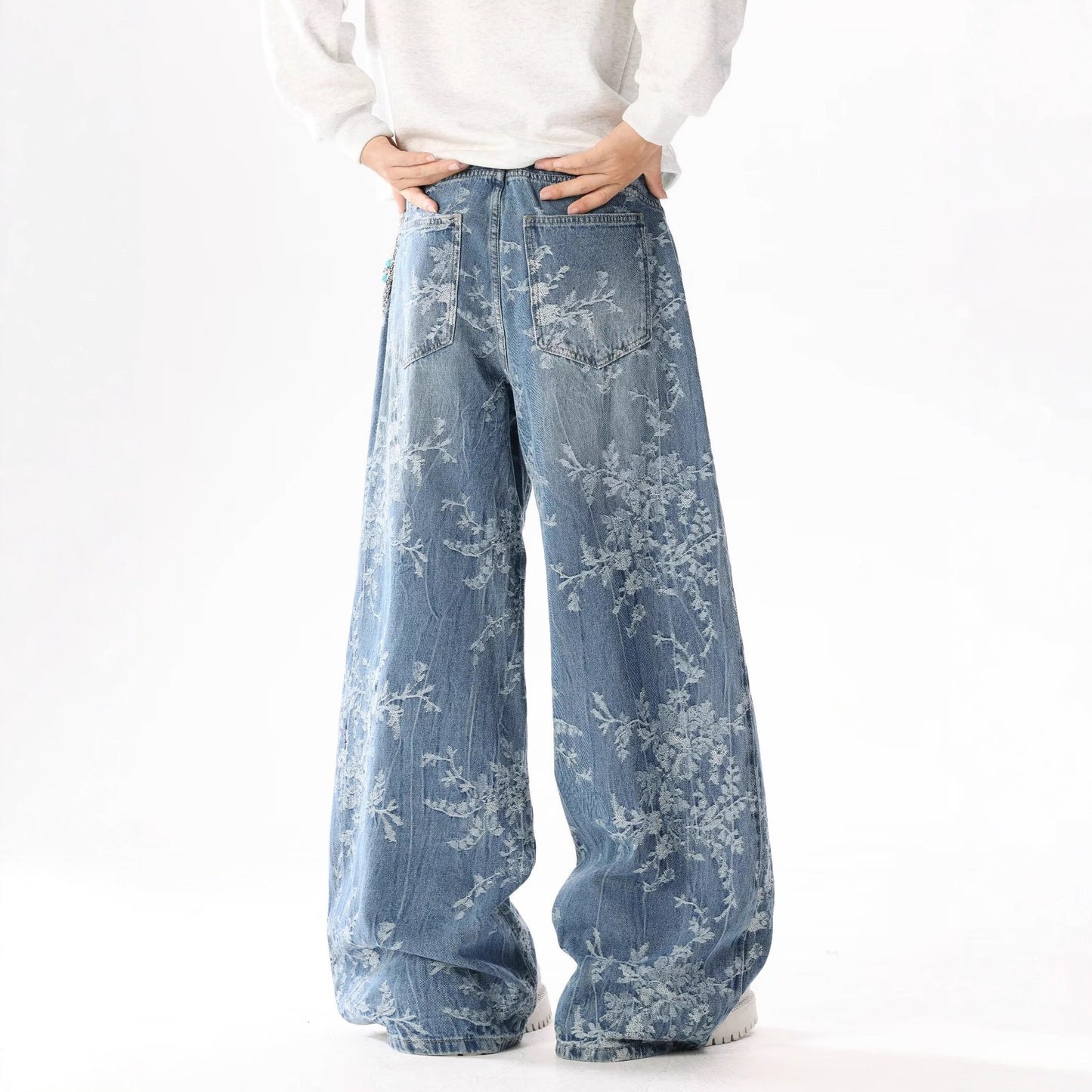 High-waisted, Loose-fitting Wide-leg Pants With A Retro Straight Cut