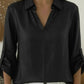 Loose-fit Womens Gold-foil V-neck T-shirt With Pocket