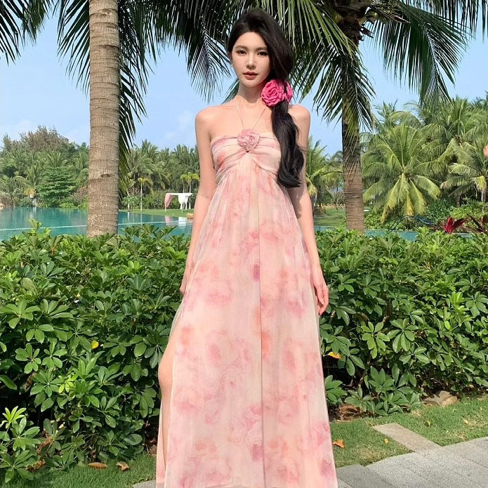 Halter Dress Women's Sexy Backless Yunnan Travel Wear