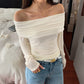 Casual Vacation Style Tube Top Long Sleeve T-shirt Women's Tops