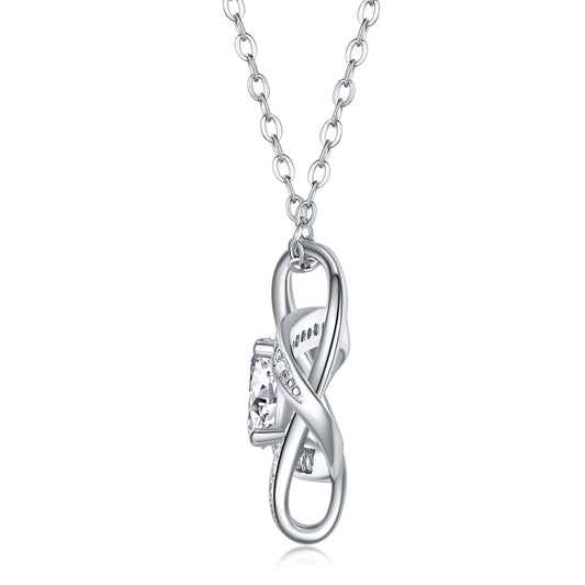 Cycle - Set With Top-quality Moissanite, Fashionable And Light Luxury Jewelry, Silver Pendant Necklace S925, Silver-plated Platinum