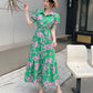 Floral Lapel Loose Fitting Short Sleeve Dress