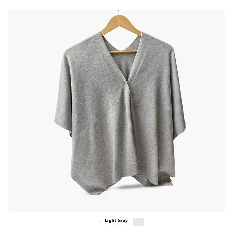 Blouse Travel Pure Color All-matching Cloak Fashionable Knitted Cardigan