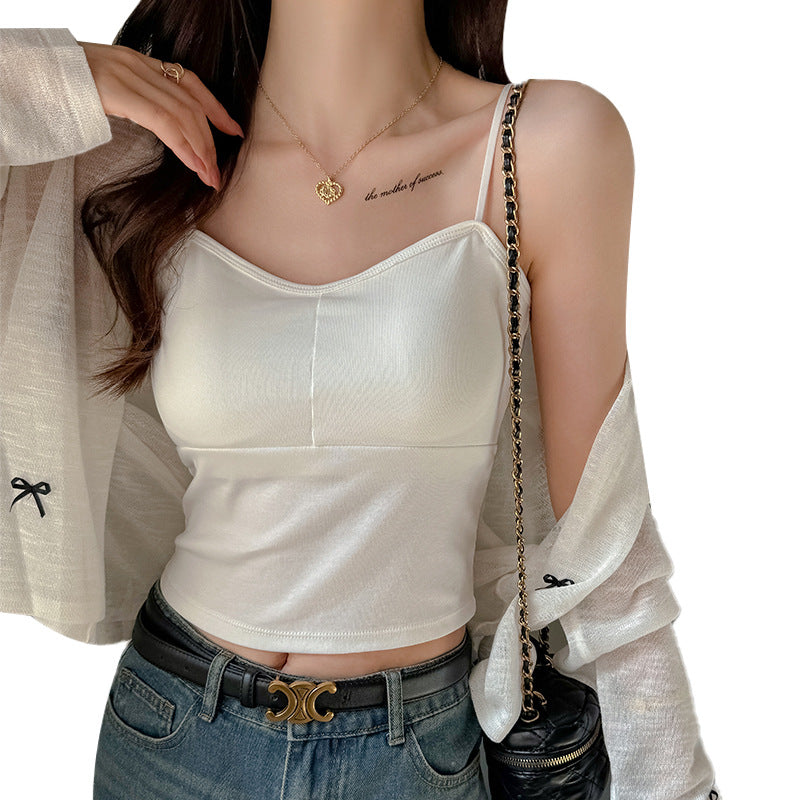 Striped Strappy Camisole Women's Sexy Fashionable Inner Wear With Padded Bra