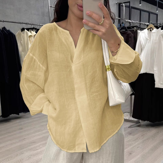 Casual Long Sleeve V-neck Regular Multicolor Women's Tops Blouse