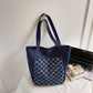 Versatile Casual Washed Denim Tote Bag With A Plaid Pattern And A Large Capacity