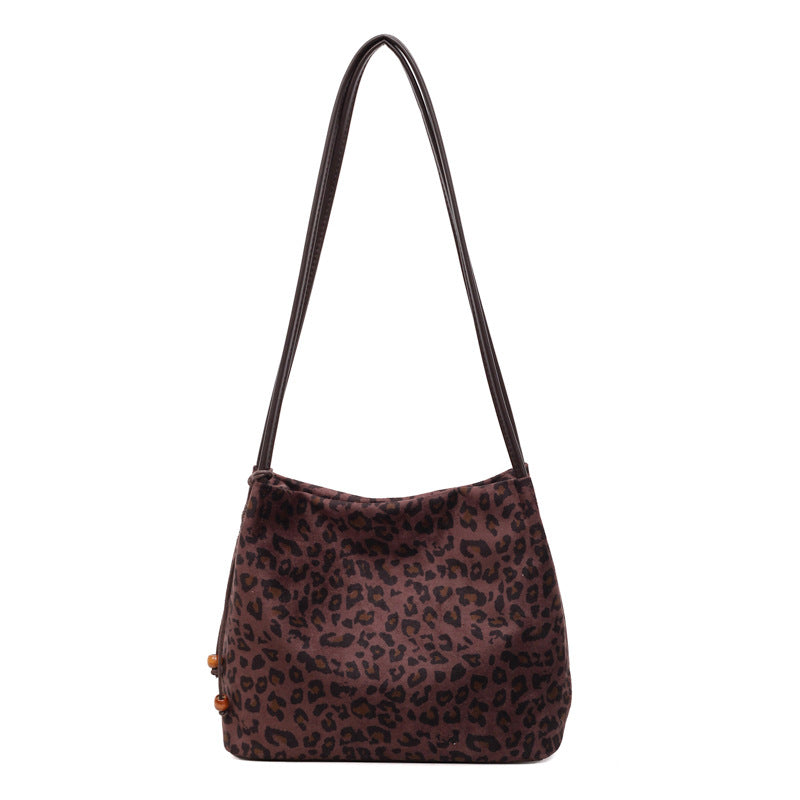 Suede-like Bead Pendant Bucket Bag