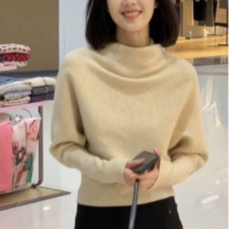 French Semi-high Neck Women's Thick Lazy Style Inner Wear Knitted Sweater