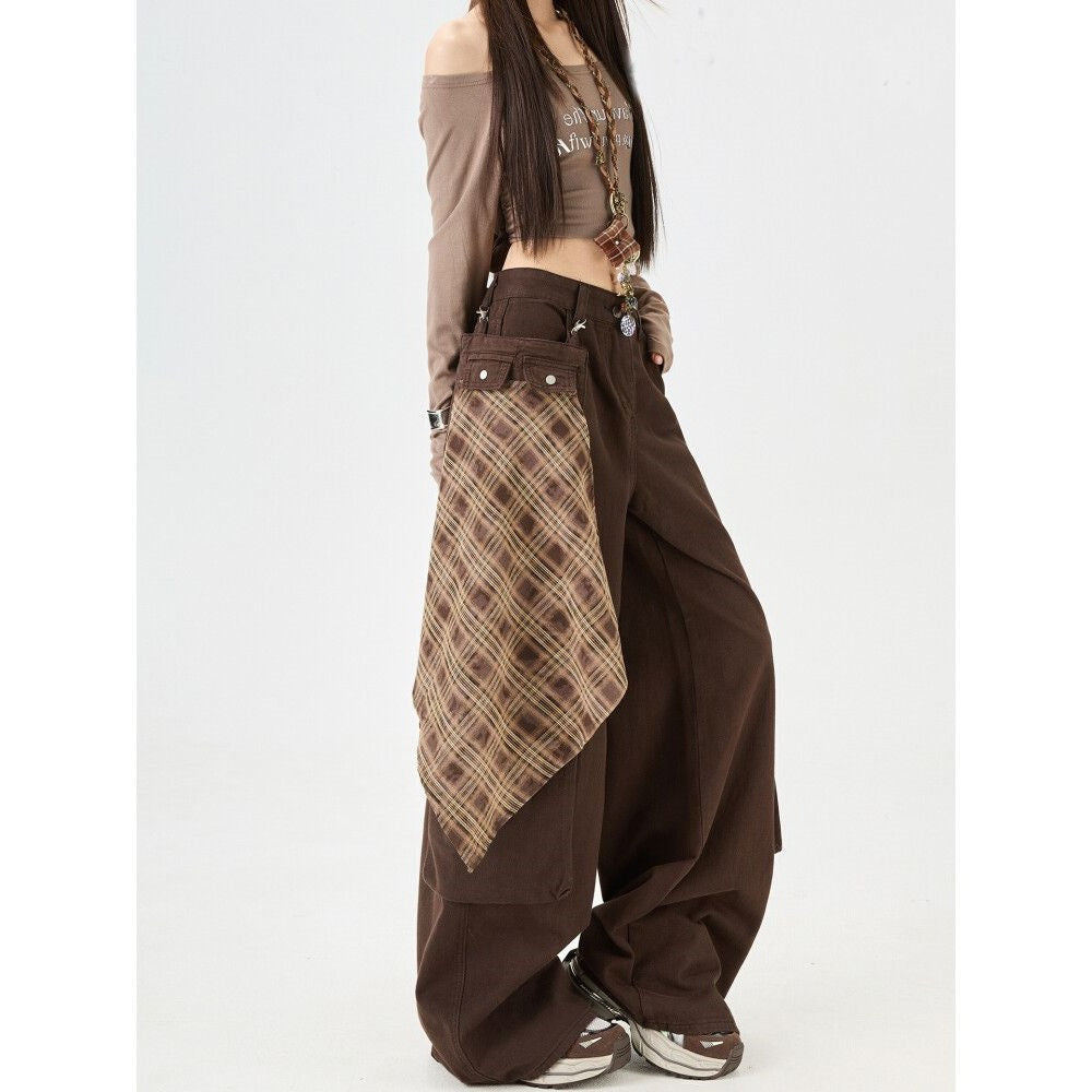 Retro Maillard Fart Curtain Work Jeans Women Autumn Loose