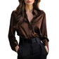 Elegant Satin Long Sleeve Blouse For Women Button-Up Collar Shirt Perfect For Casual Professional Business Work Wear Women's Clothing