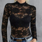 Fashionable All-match Lace Slimming Outside Wear T-shirt Long Sleeve