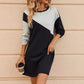 Womens Color-Block Crew-Neck Dress
