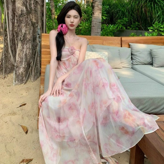 Halter Dress Women's Sexy Backless Yunnan Travel Wear