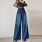High-waisted Fashionable Wide-leg Flare Jeans For Women