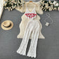 Travel Holiday Style Women's V-neck Tassel Suspender Tube Top Two-piece Set