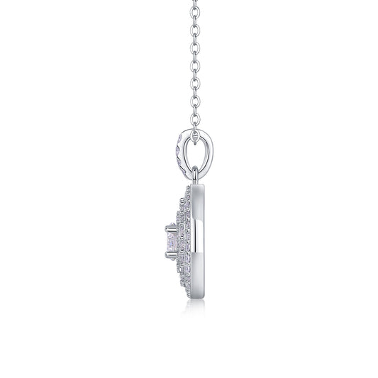 White Dune - A Fashionable And Light Luxury Jewelry Pendant Necklace Set With Top-quality Moissanite, S925 Silver Plated Platinum