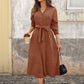Corduroy V-neck Work Commuter Dress Women