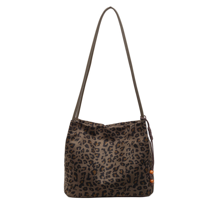 Suede-like Bead Pendant Bucket Bag