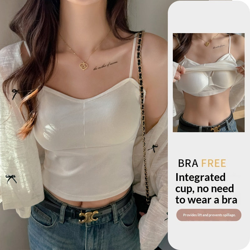 Striped Strappy Camisole Women's Sexy Fashionable Inner Wear With Padded Bra