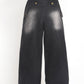 Deconstructed Embroidered Washed Jeans For Women, Autumn