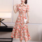 Floral Lapel Loose Fitting Short Sleeve Dress