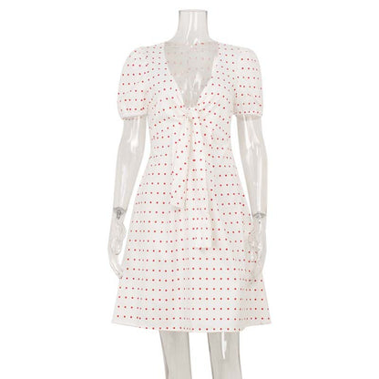 Summer New Arrival Sexy Low-Cut Dress With Bow Decoration