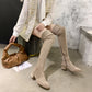 Square Toe Fashion Side Zipper Square Heel Outer Wear Stretch Skinny Boots