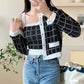 Knit Cardigan Tweed Needle Inner Wear Trendy Two-piece Set