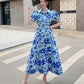 Floral Lapel Loose Fitting Short Sleeve Dress