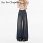 Loose And Lazy Style Women's High-waisted Straight Wide-leg Fleece-lined Jeans