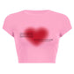New Summer Women's Clothes DIY Printing Love Heart English Cropped T-shirt