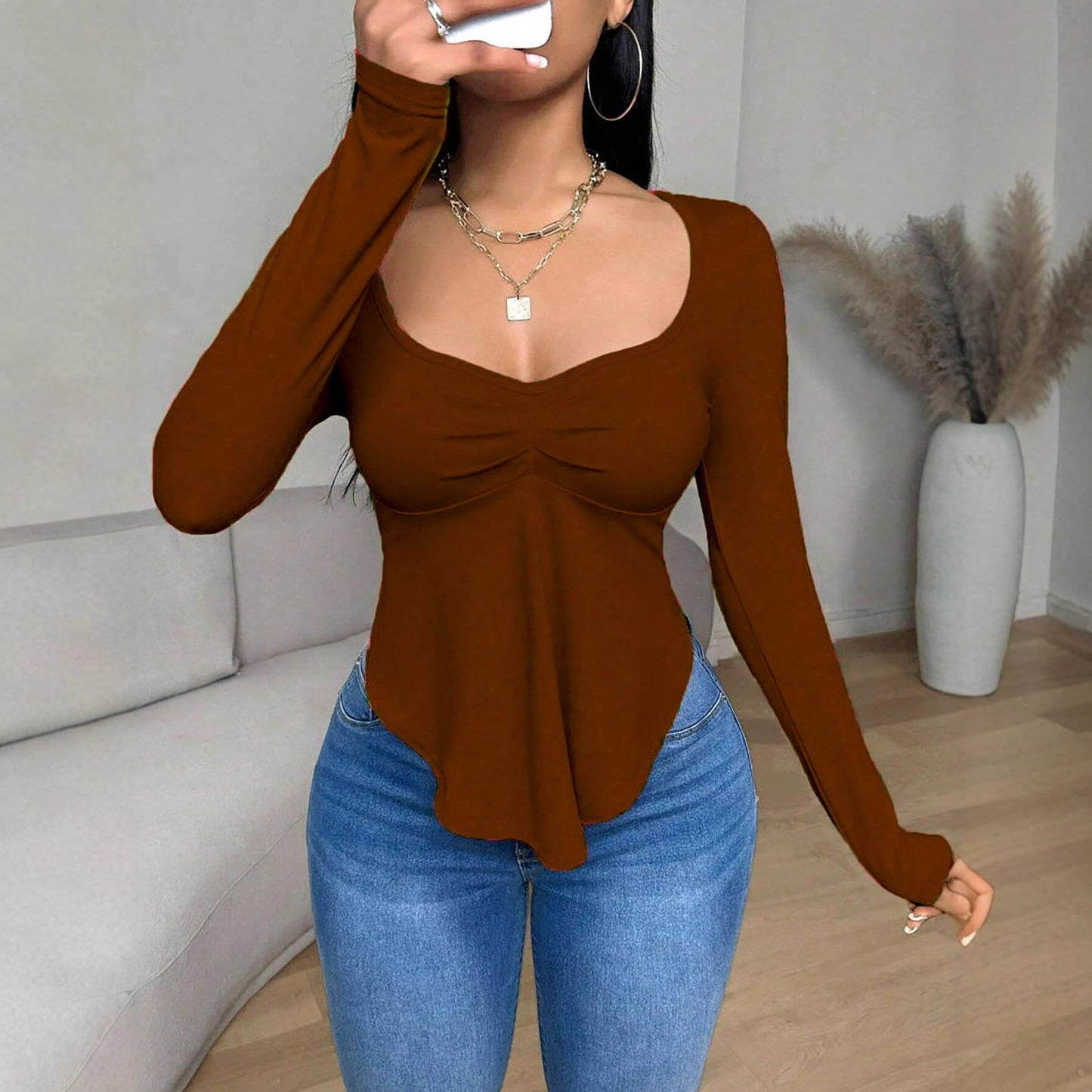 European And American Autumn And Winter Slim-fit Women's Tight Tops