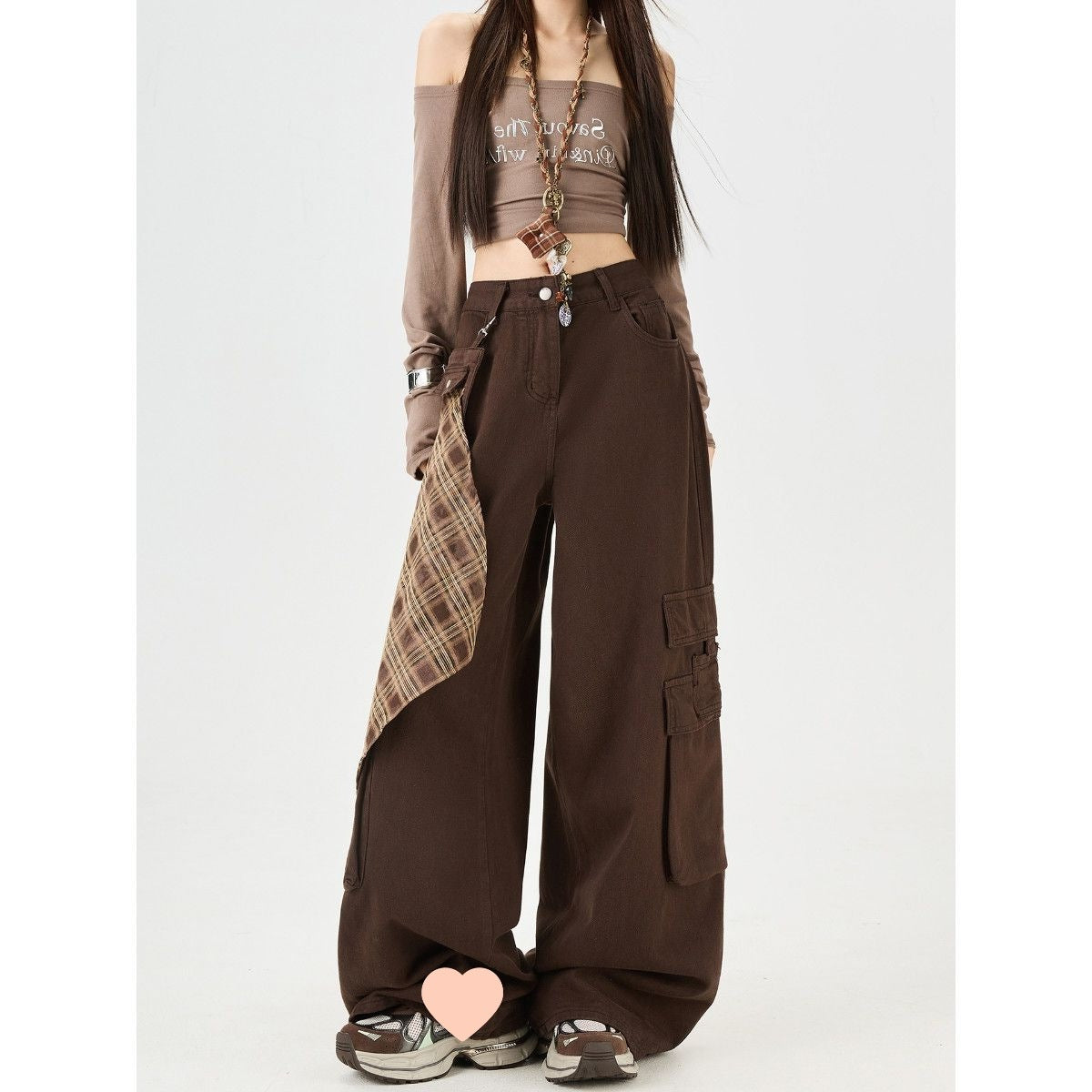 Retro Maillard Fart Curtain Work Jeans Women Autumn Loose