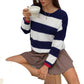 Versatile Knit Striped Shirt Sweater Women's Wear