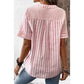 Womens Plus-Size Asymmetrical Striped Patchwork Cotton-Linen Top